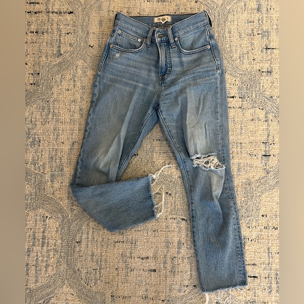 Madewell straight leg distressed jeans